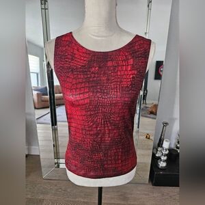 Moa Moa Red Crocodile Print Tank Top